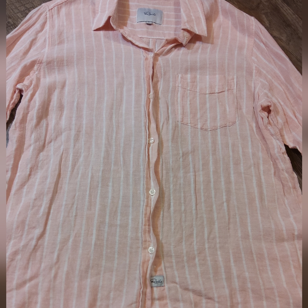 Rails Charli Peach Stripe Button Up Shirt Nwot - … - image 6
